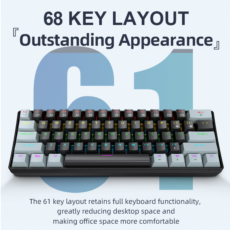 Gaming Keyboard And Mouse Set - APAYADO K61 Mini clavier mécanique, filaire,