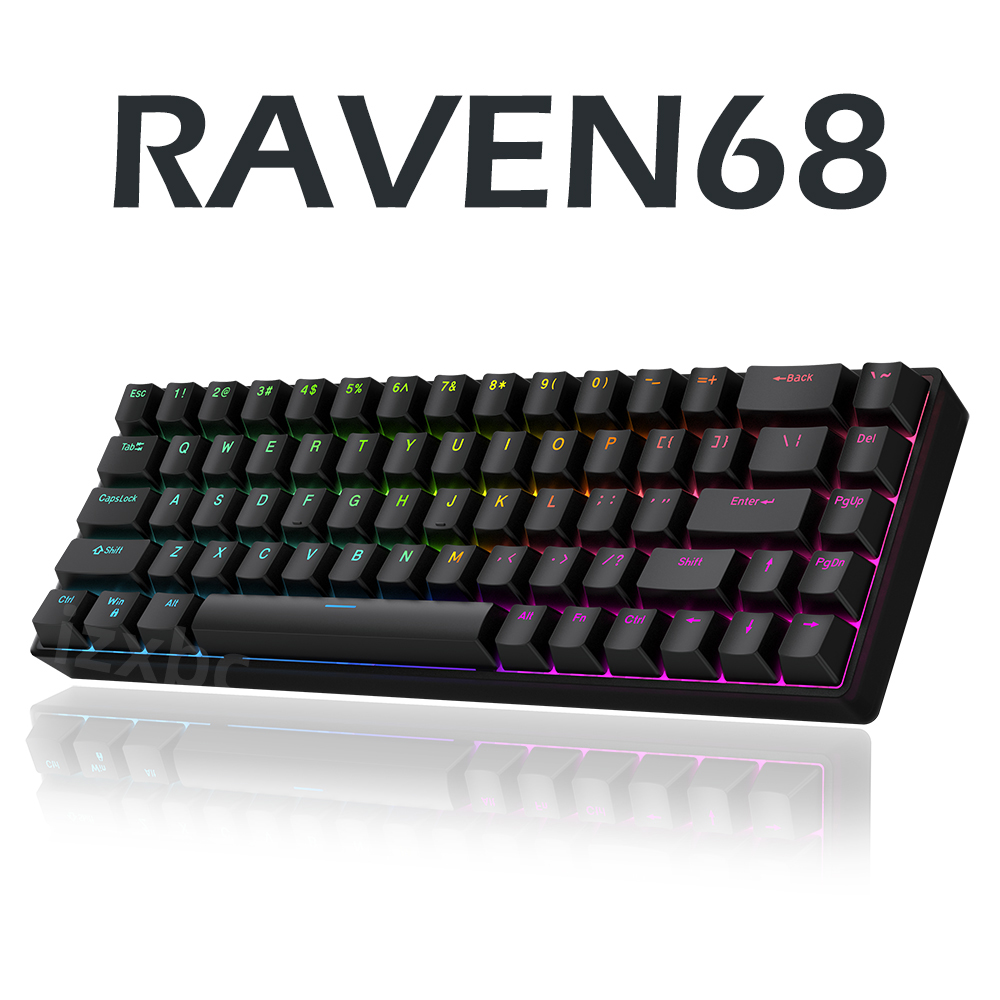 Gaming Keyboard Half - Clavier mécanique filaire Raven68 avec interrupteur