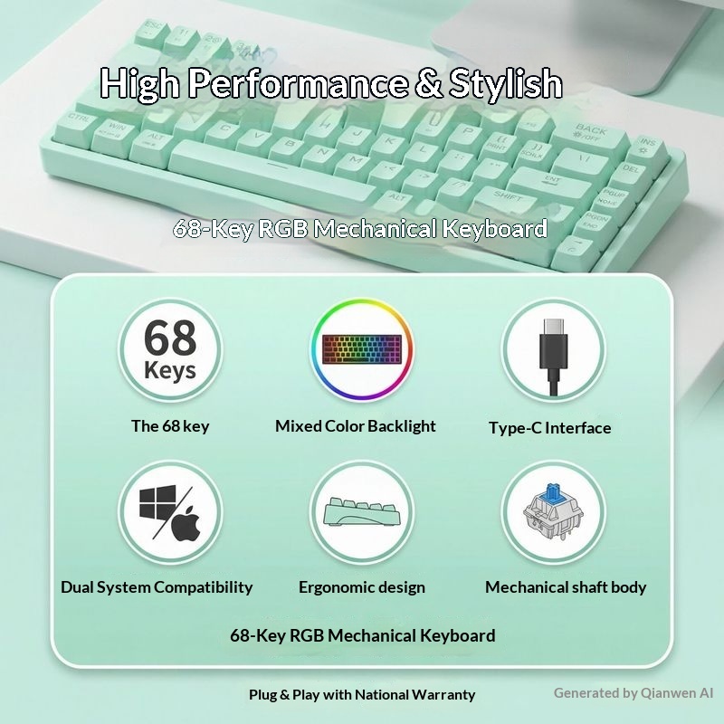 Clavier mécanique générique 68 - Gaming Keyboard Thocky avis et prix